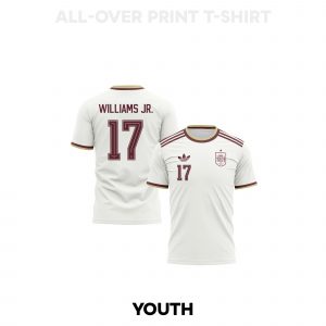 Nico Williams 17 Youth Spain 2026 Away 3D T-shirt Fully Printed – White - Jersey Teams