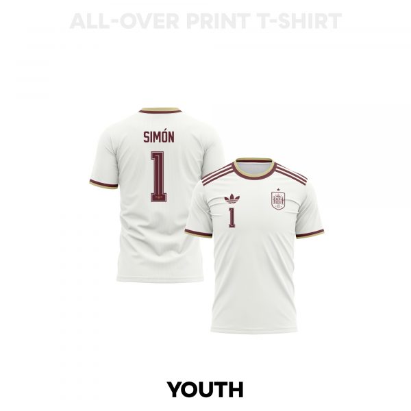 Unai Simón 1 Youth Spain 2026 Away 3D T-shirt Fully Printed – White - Jersey Teams