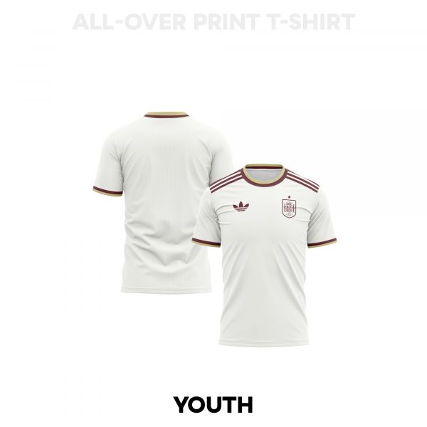 Spain 2026 Youth Away 3D T-shirt Fully Printed – White - Jersey Teams