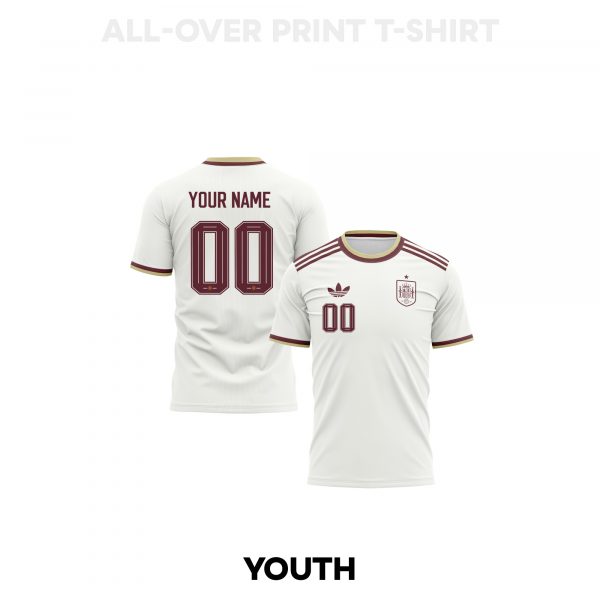Spain 2026 Youth Away 3D T-shirt Fully Printed – Personalized – White - Jersey Teams