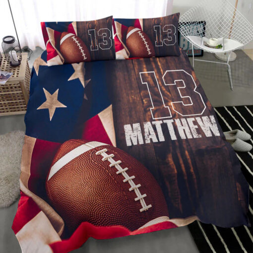 America Football custom bedding set - 4 pcs Personalized NFL duvet cover, bed sheets, pillow shams