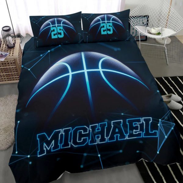 Basketball Blue bedding set - 4 pcs Personalized duvet cover, bed sheets, pillow shams