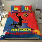 Basketball Boy Red Blue bedding set - 4 pcs Personalized duvet cover, bed sheets, pillow shams