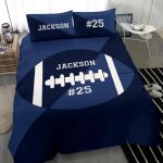 Football Ball Blue custom bedding set - 4 pcs Personalized duvet cover, bed sheets, pillow shams