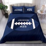 Football Ball Blue custom bedding set - 4 pcs Personalized duvet cover, bed sheets, pillow shams