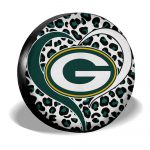 Green Bay Packers Spare Tire Cover Custom Leopard Heart For Fans