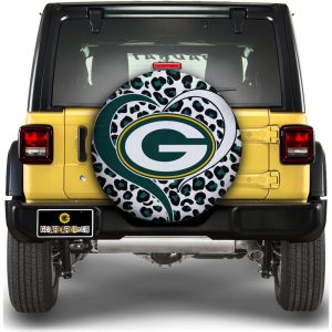Green Bay Packers Spare Tire Cover Custom Leopard Heart For Fans