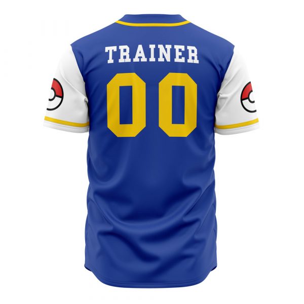 Limited Edition Kanto Baseball Jersey - Stylish Blue Unisex Design With Iconic Pokeball Sleeves