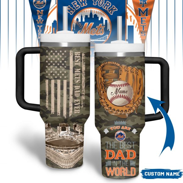 New York Mets MLB Custom Stanley Quencher 40oz Stainless Steel Tumbler With Handle