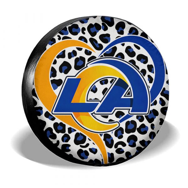 Los Angeles Rams Spare Tire Cover Custom Leopard Heart For Fans