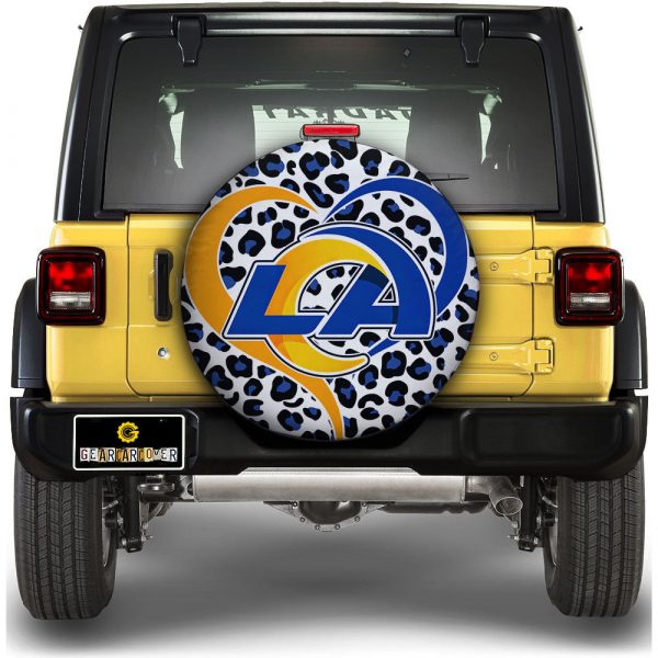 Los Angeles Rams Spare Tire Cover Custom Leopard Heart For Fans