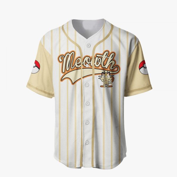 Meowth Baseball Jersey T-Shirt - Cute Anime Design For Fans & Collectors