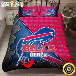 NFL Buffalo Bills Custom Name Royal Blue Red Bedding Set