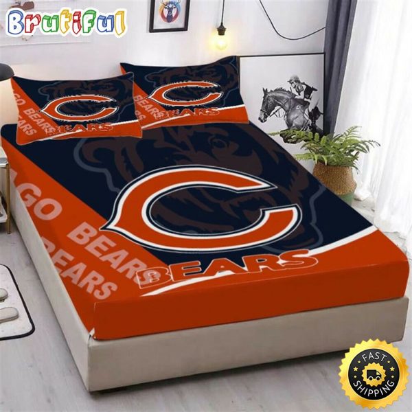 NFL Chicago Bears New Design In Dark Blue Bedding Set V2