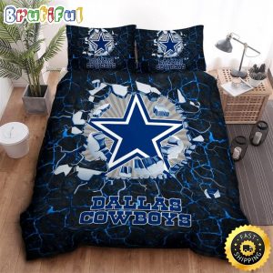 NFL Dallas Cowboys Broken Dark Blue Stone Bedding Set