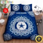 NFL Dallas Cowboys Custom Name Blue Grey Logo Center Bedding Set