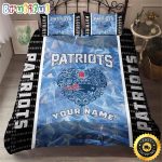 NFL New England Patriots Black Light Blue Heart Custom Name Bedding Set