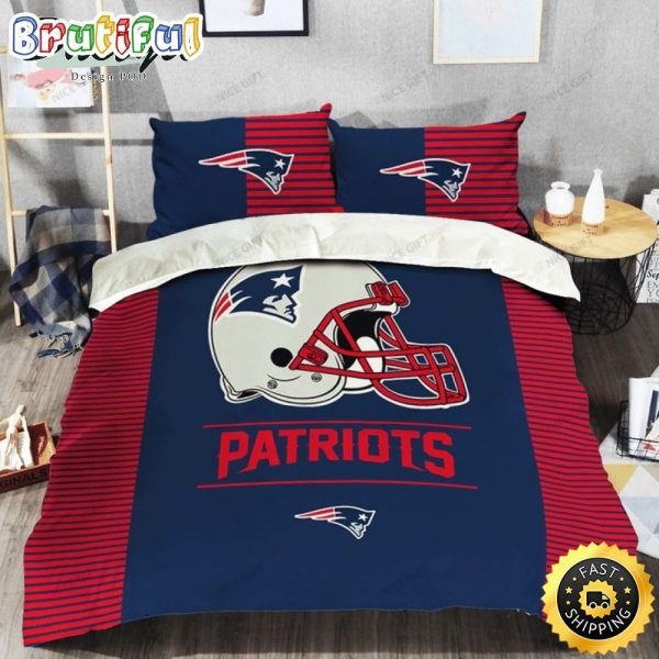 NFL New England Patriots Dark Blue Red Logo Bedding Set
