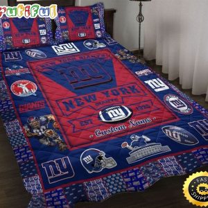 NFL New York Giants Custom Name Blue Red Bedding Set