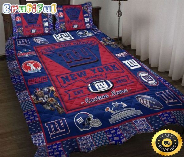 NFL New York Giants Custom Name Blue Red Bedding Set