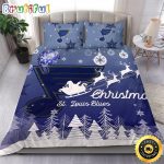 NHL St. Louis Blues Bedding Sets Santa Claus Sleigh And Reindeer Christmas Bedding Sets Quilt Bedding Sets