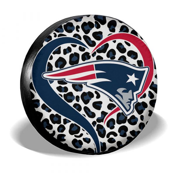 New England Patriots Spare Tire Cover Custom Leopard Heart For Fans