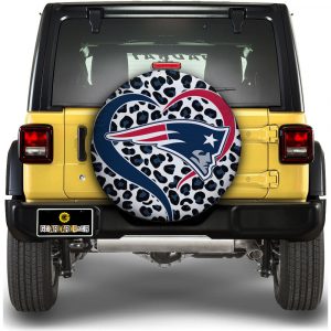 New England Patriots Spare Tire Cover Custom Leopard Heart For Fans