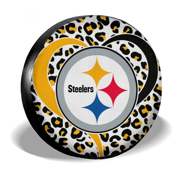 Pittsburgh Steelers Spare Tire Cover Custom Leopard Heart For Fans