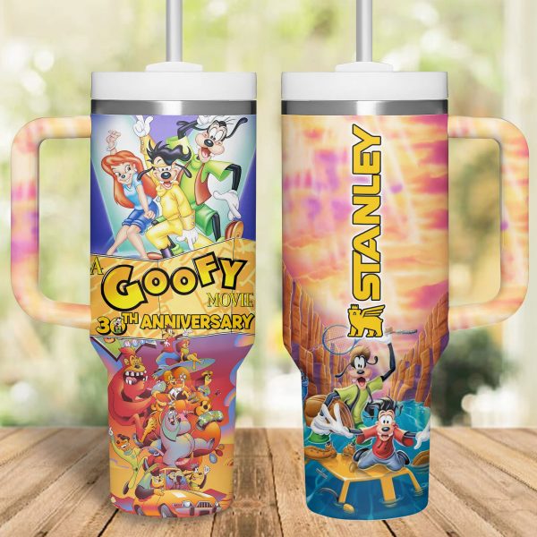 A Goofy Movie Cartoon Custom Stanley Quencher 40oz Stainless Steel Tumbler With Handle