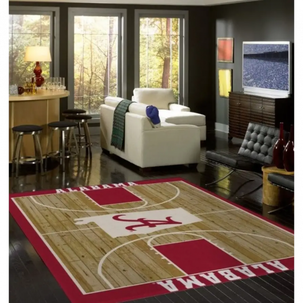 Alabama University Basketball Court Rug