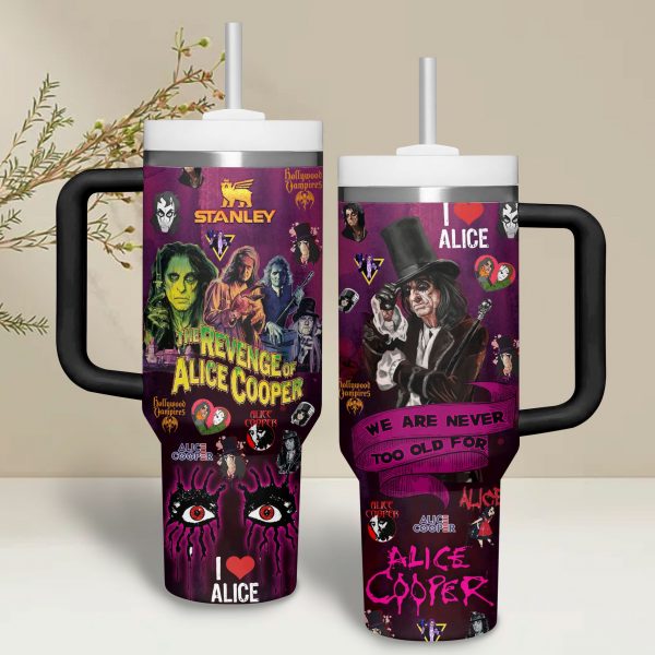 Alice Cooper Music Custom Stanley Quencher 40oz Stainless Steel Tumbler With Handle