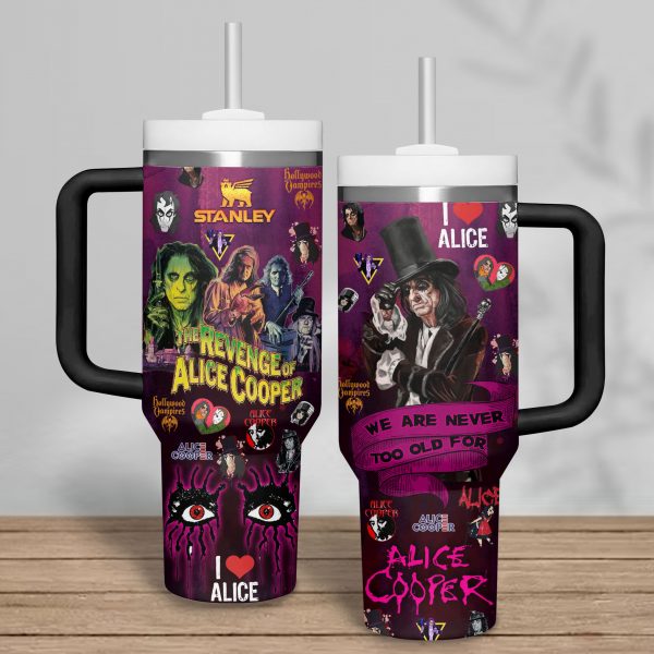 Alice Cooper Music Custom Stanley Quencher 40oz Stainless Steel Tumbler With Handle