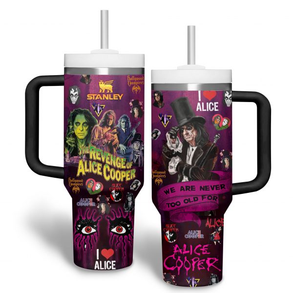 Alice Cooper Music Custom Stanley Quencher 40oz Stainless Steel Tumbler With Handle
