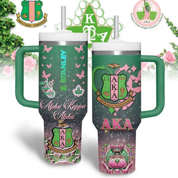 Alpha Kappa Alpha Custom Stanley Quencher 40oz Stainless Steel Tumbler With Handle