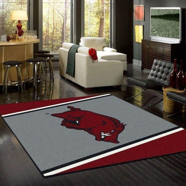 Arkansas Razorbacks Area Rug Football Team Logo Carpet Living Room Rugs V11251 - Dreamrooma