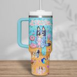 Bluey Cartoon Custom Stanley Quencher 40oz Stainless Steel Tumbler With Handle