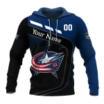 Custom Name & Number NHL Columbus Blue Jackets Exclusive All Over Prints Graphic Hoodie