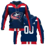 Custom Name & Number NHL Columbus Blue Jackets Exclusive All Over Prints Graphic Hoodie
