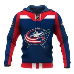 Custom Name & Number NHL Columbus Blue Jackets Exclusive All Over Prints Graphic Hoodie