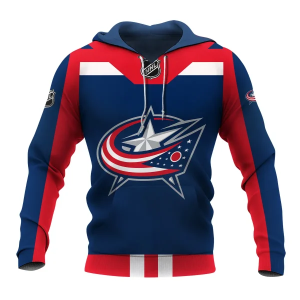 Custom Name & Number NHL Columbus Blue Jackets Exclusive All Over Prints Graphic Hoodie