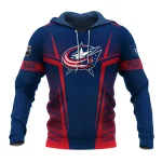 Custom Name & Number NHL Columbus Blue Jackets Exclusive All Over Prints Graphic Hoodie