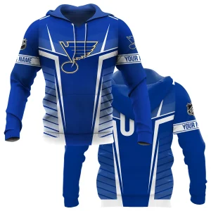 Custom Name &amp; Number NHL St. Louis Blues Exclusive All Over Prints Graphic Hoodie