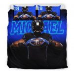 Personalized Football Duvet Cover Set, America Football Player Gift Blue Black 3D Duvet Cover & Pillowcases, Custom Name Number Bedding Set