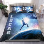 Personalized Basketball Duvet Cover Set, Basketball Blue Galaxy Slam Dunk Universe Duvet Cover & Pillowcases, Custom Name Number Bedding Set