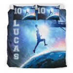 Personalized Basketball Duvet Cover Set, Basketball Blue Galaxy Slam Dunk Universe Duvet Cover & Pillowcases, Custom Name Number Bedding Set