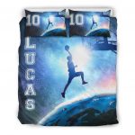 Personalized Basketball Duvet Cover Set, Basketball Blue Galaxy Slam Dunk Universe Duvet Cover & Pillowcases, Custom Name Number Bedding Set