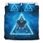 Personalized Football Duvet Cover Set, Football Neon Triangle Player Gift Idea Blue Duvet Cover & Pillowcases, Custom Name Number Bedding Set