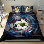 Personalized Soccer Duvet Cover Set, Soccer Ball Effect Black Blue Player Gift Duvet Cover & Pillowcases, Custom Name Number Bedding Set