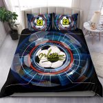 Personalized Soccer Duvet Cover Set, Soccer Ball Effect Black Blue Player Gift Duvet Cover & Pillowcases, Custom Name Number Bedding Set