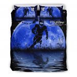 Personalized Football Duvet Cover Set, America Football Blue Moon Player Gift Idea Duvet Cover & Pillowcases, Custom Name Number Bedding Set